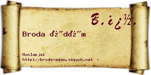Broda Ádám névjegykártya